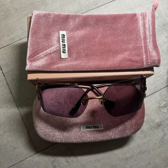 Viral Miu Miu Pink Purple Rimless Sunglasses main image 4